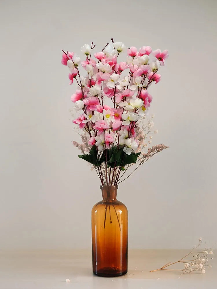 Artificial Flowers Bunch Cherry Blossom Ideal for vase Without vase Pink Mix 55 cm Height Fabric