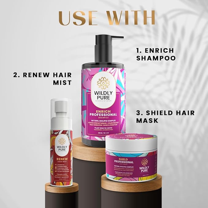 Wildly Pure Professional Keratin Colour Protect Shampoo for 72 Hours Smoothening & Strength Men & Women| 300 Ml | Enrich