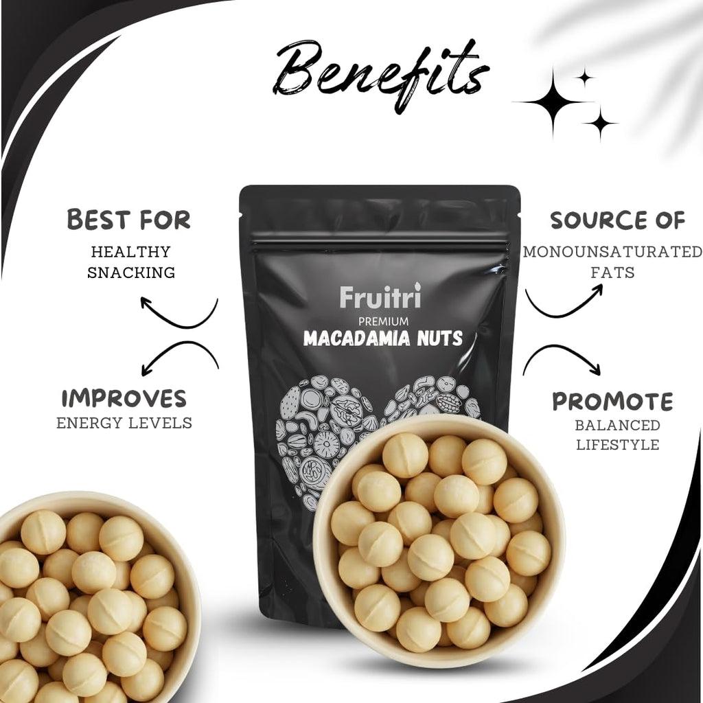 Fruitri Premium Macadamia Nuts � 100g, Natural, Rich & Buttery | Perfect for Snacking, Baking & Keto Diet | Healthy, Crunchy & Nutrient-Packed Dry Fruits