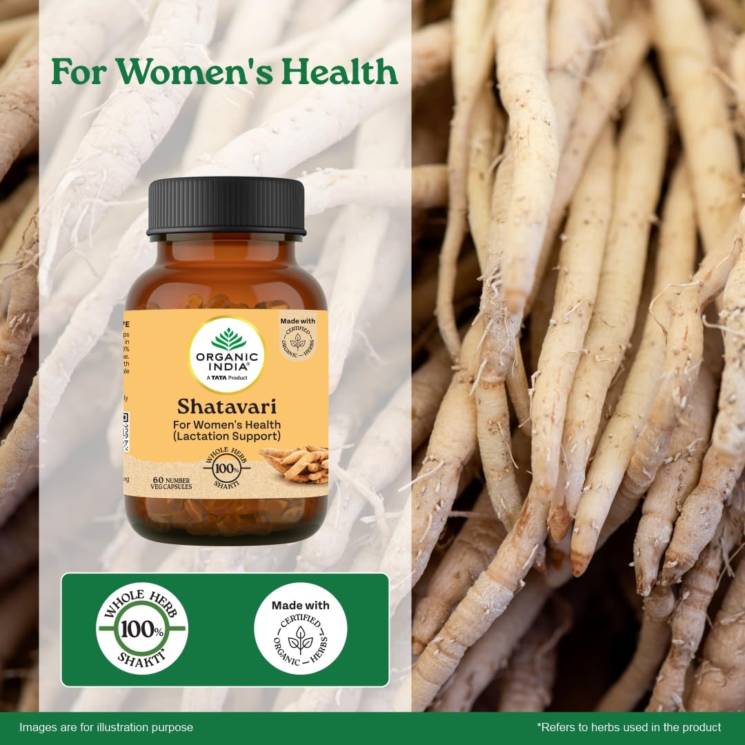 A TATA Product -Organic India Shatavari Capsules, 60 Capsules, Supports Womenâ€™s Health, Whole Herb*, Certified Organic, No Added Fillers or Chemicals