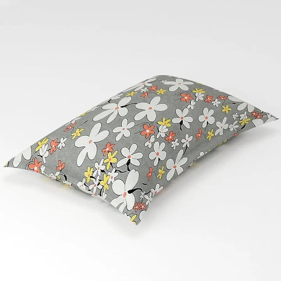 Homefab India 180 TC Microfiber Single BedSheet with 1 Pillow Cover Light Grey Floral