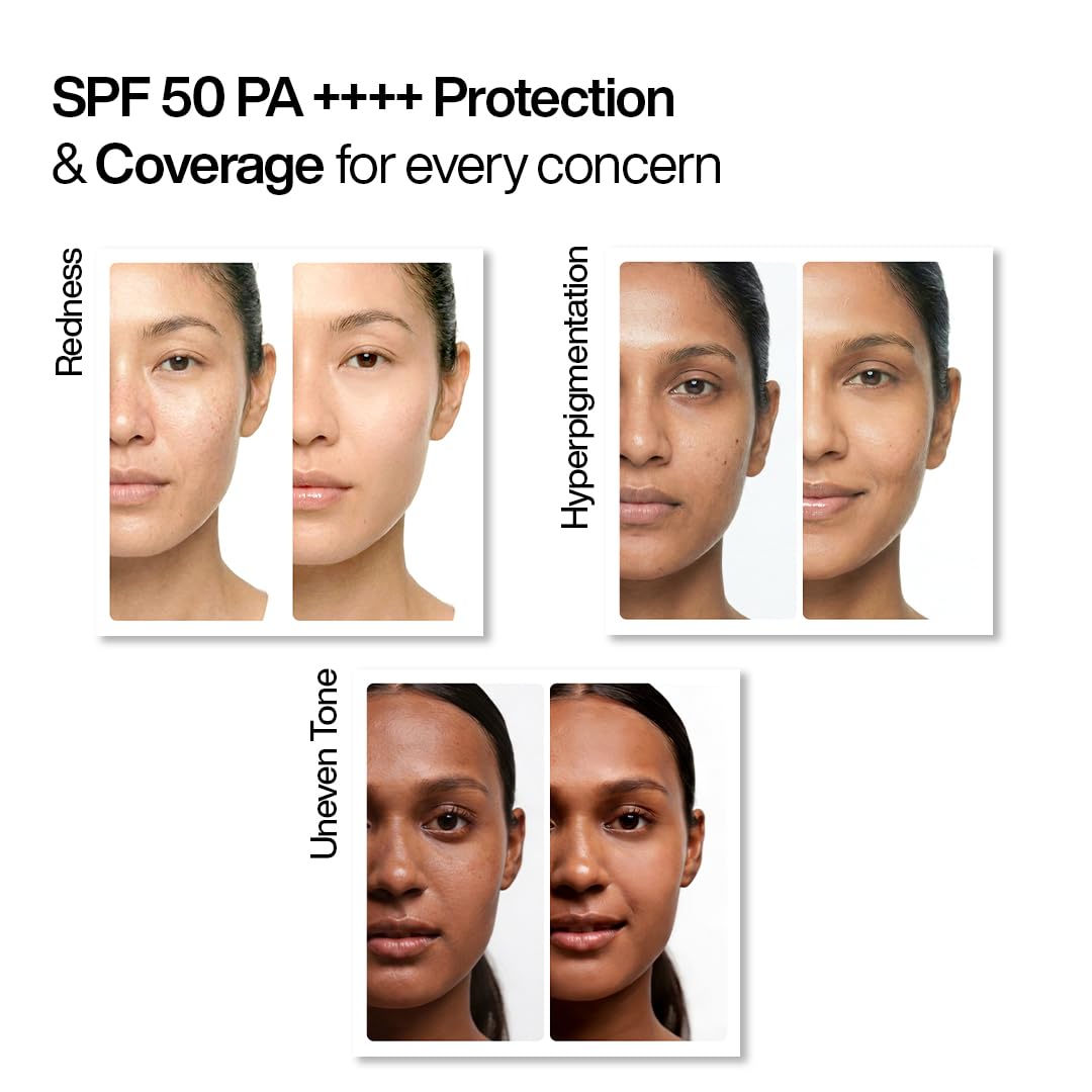 WishCare Daily Fluid Tinted Sunscreen SPF50 PA++++ | M201 | Broad Spectrum Protection for all skin types| In-Vivo Tested Tinted Sun Screen | D-Panthenol, Niacinamide, Ectoin & Ginseng | Evens & Protects | 50ml