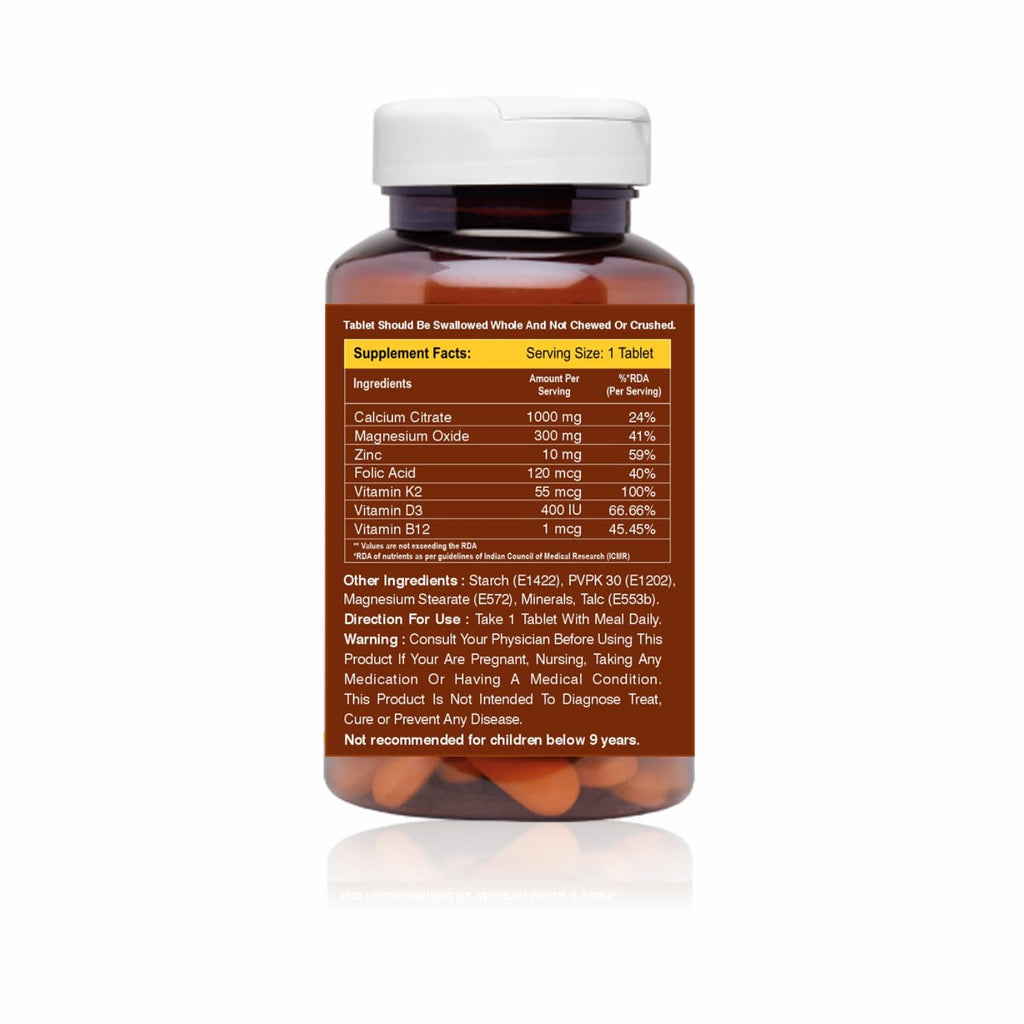 WALPAR Calcium Citrate Supplement 1300mg with Magnesium Zinc Vitamin D3 D B12 B Complex Ideal for Bone and Muscle support & Joint health Ideal for Men Women (1)