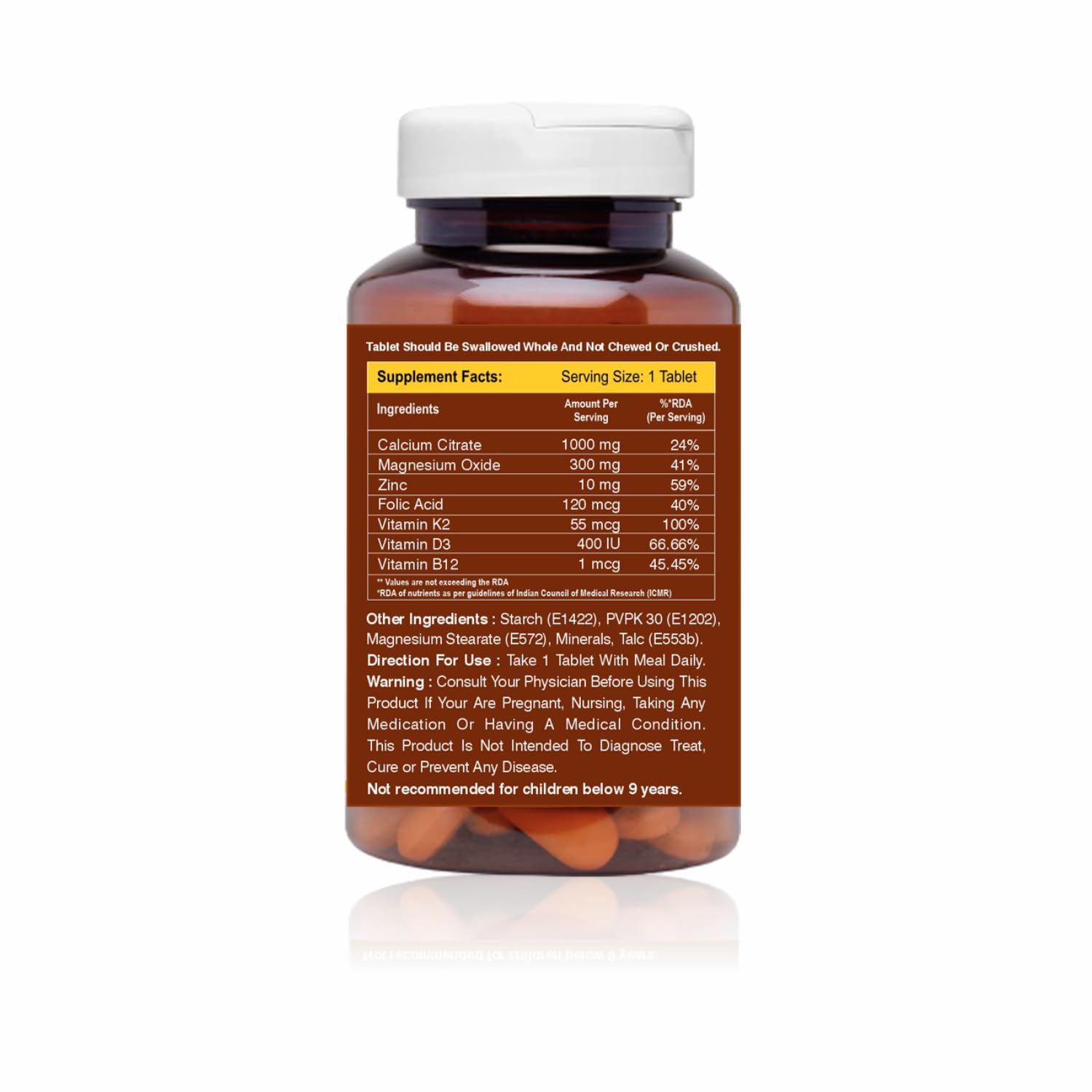 WALPAR Calcium Citrate Supplement 1300mg with Magnesium Zinc Vitamin D3 D B12 B Complex Ideal for Bone and Muscle support & Joint health Ideal for Men Women (1)