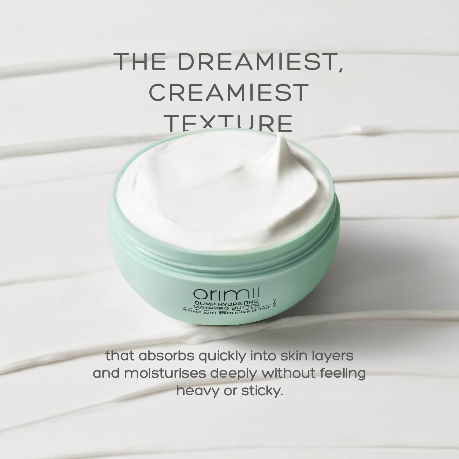 Orimii Bump Hydrating Stretch Marks Removal Body Butter For Women | Whipped Body Cream For Pregnancy | Enriched With Cocoa & Shea Butter | Lightweight, Non Sticky, Breastfeeding Safe (100gm)