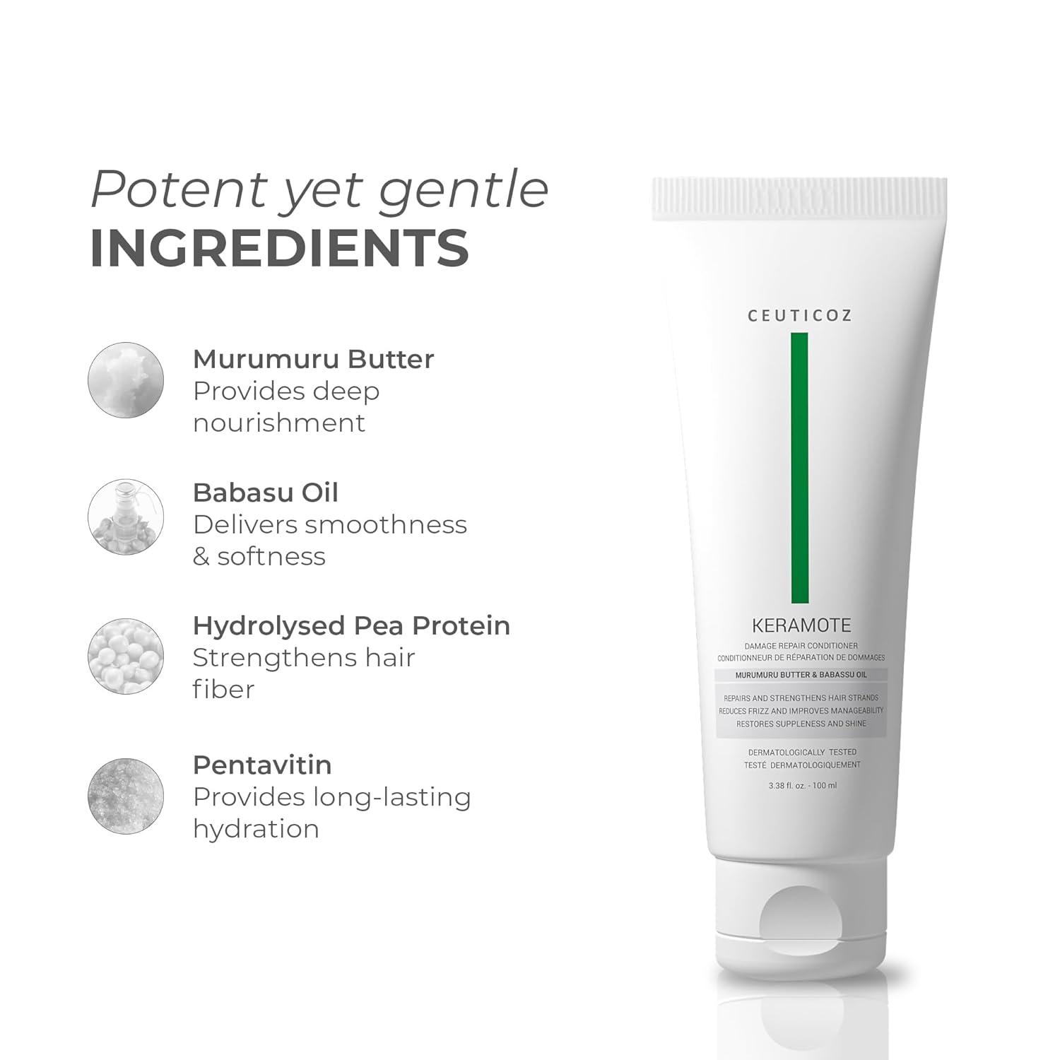 Ceuticoz Keramote Damage Repair Conditioner With Babassu Oil & Murumuru Butter - 100 ml