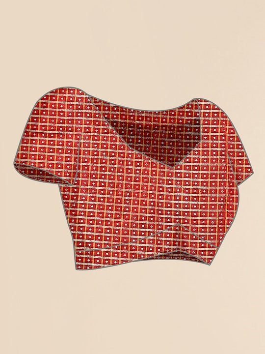 Fabmora Checked Zari Pure Chiffon Saree