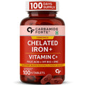 Carbamide Forte Chelated Iron Supplement for Women and Men | Folic Acid Tablets for Pregnancy | Hemoglobin Booster | 100 Veg Tablets for Hair Growth with Iron Bisglycinate