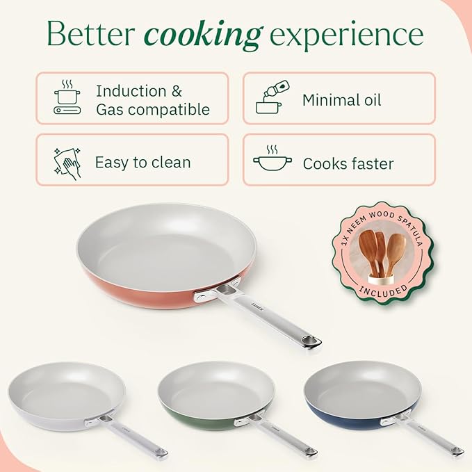 Ember Cookware Arcilla Ceramic Non-stick Frying Pan 24cm Steel Handle | Terracotta