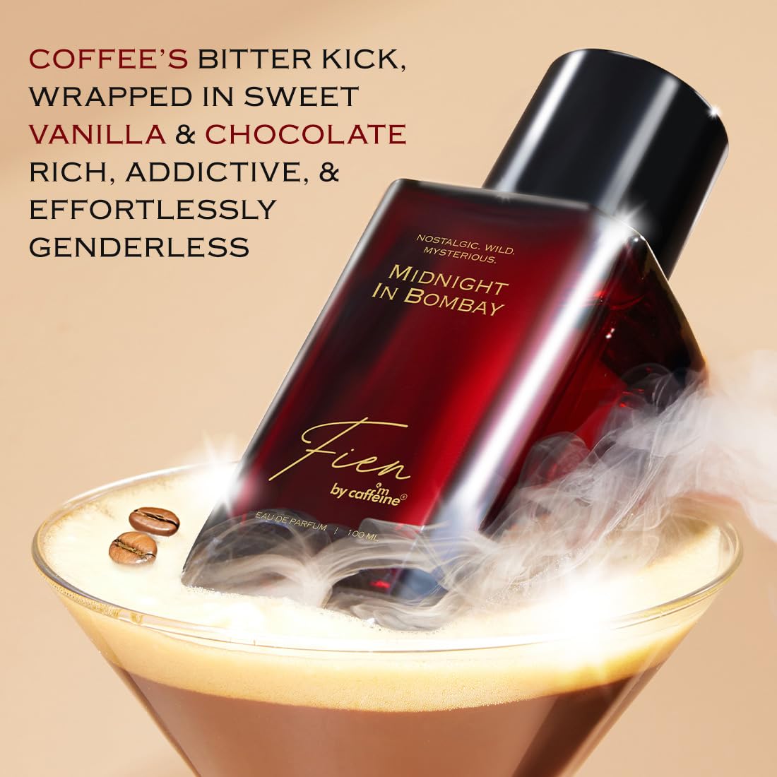 mCaffeine FIEN Midnight in Bombay Coffee & Vanilla Perfume for Men & Women, 100ml | 12 Hrs Long Lasting | Woody Gourmand EDP | Coffee, Vanilla & Chocolate | Premium Fragrance for Every Occasion- 100ml