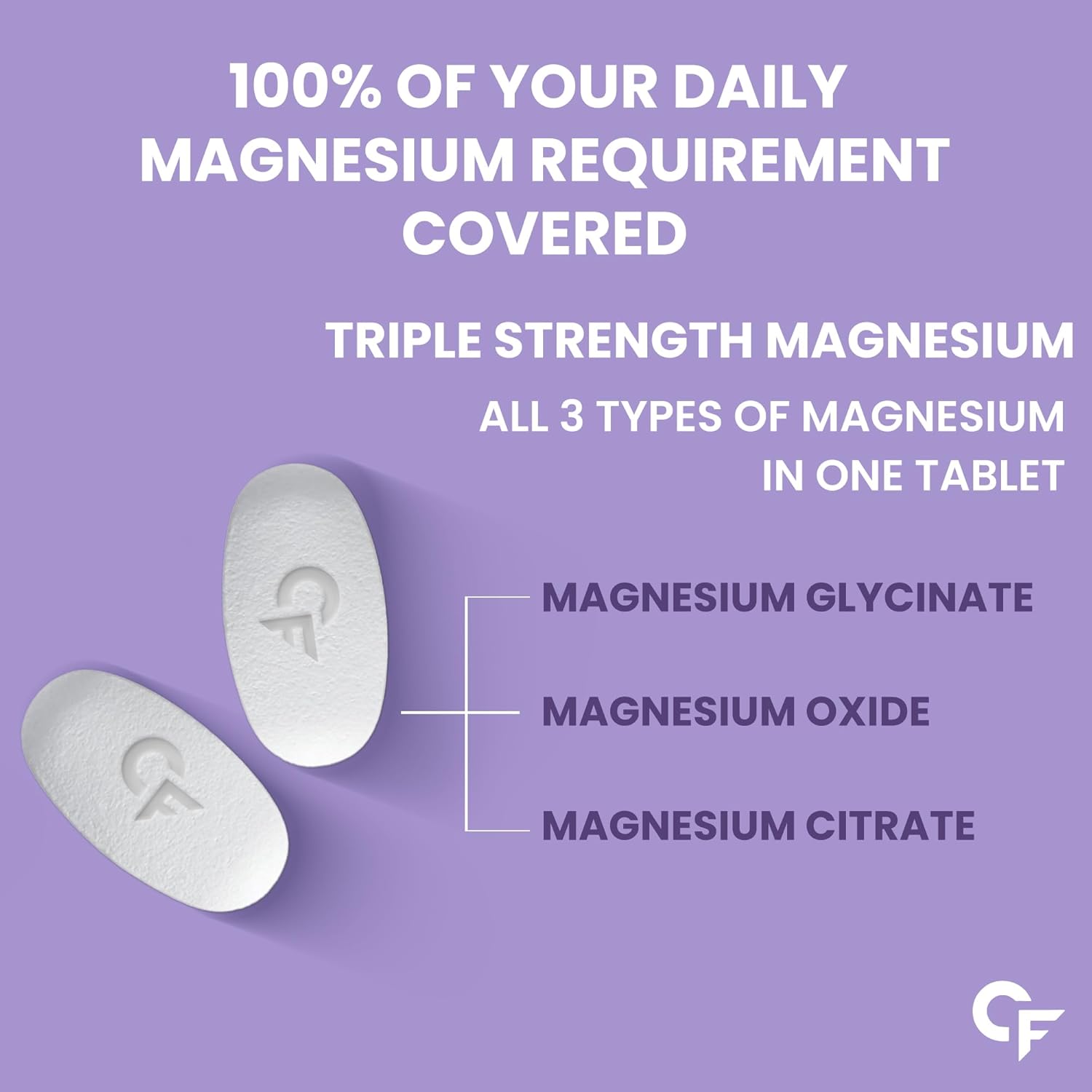 Carbamide Forte Chelated Magnesium Citrate Oxide Supplement | Triple Magnesium Supplement Supports Bones Muscles & Nerves 1382.91mg Per Serving - 60 Veg Tablets