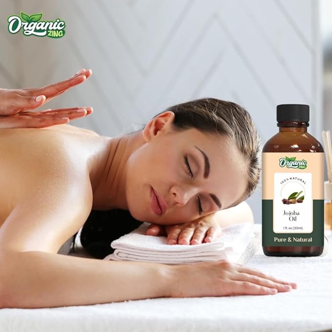 Organic Zing Jojoba Oil for Skin, Face, Hair Care, Aromatherapy, Diffuser, Conditioner - 30 Ml
