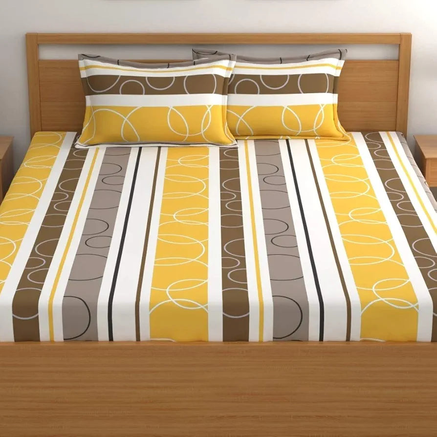 Dreamscape Microfiber Wrinkle & Fade Resistant Double Bedsheet With 2 Pillow Covers 140 TC Imperial Yellow