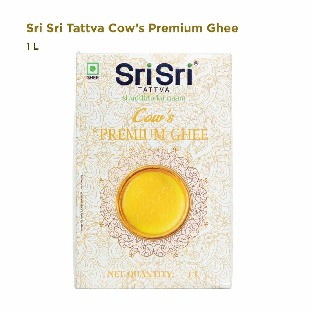 Sri Sri Tattva Premium Cow Ghee 1 Litre | Pure Cow Ghee | Vedic Bilona Method | Natural, Lactose, & Gluten-Free | Excellent for Digestion