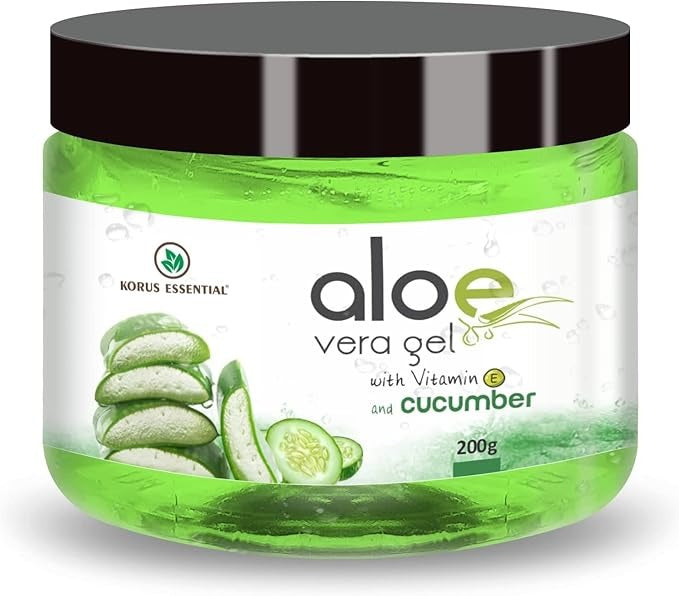 Korus Essential Aloe Vera Gel with Cucumber and Vitamin E for Skin and Hair - 200 gms