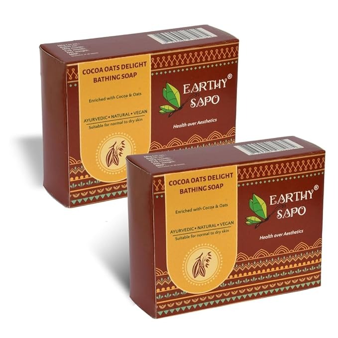 Earthy Sapo Handmade Cocoa Oats Delight Bathing Soap - 100 gms (Pack of 2)