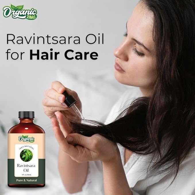 Organic Zing Ravintsara (Cinnamomum Camphora) Oil | Essential Oil for Aroma, Skincare & Massage - 118 Ml
