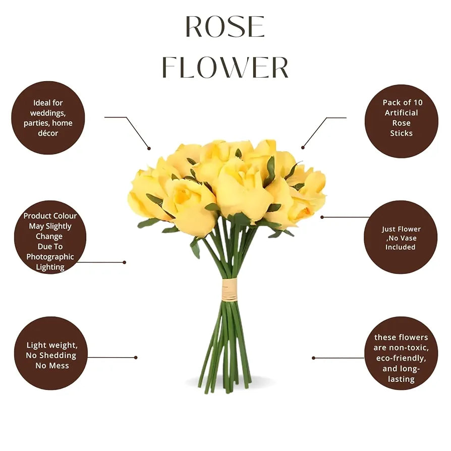 Artificial Rose Flower Bunches for Vase Premium Decorative Gift Items Set of 12