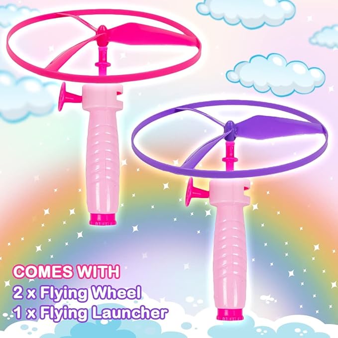 Ratna's Flying Wheele Unicorn 3 in 1 Can Be Used as Space Rocket | Sliding Wall & Spinning Top for Kids | Pink, Purple