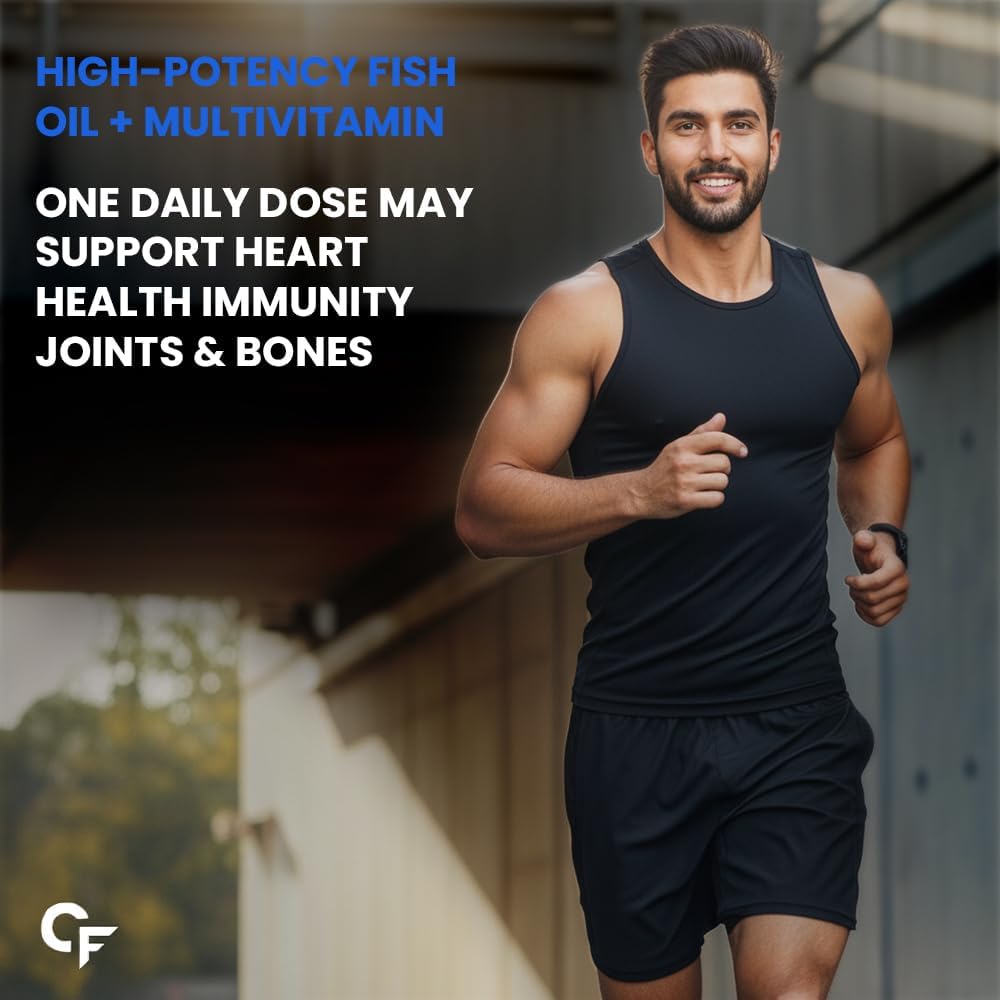 Carbamide Forte Multivitamin Tablet for Men with Probiotics & Salmon Omega 3 fish Oil Capsules | Salmon Fish Oil Omega 3 Capsule 1000mg and Multivitamin Tablets Combo | 60 Tablets + 60 Softgels