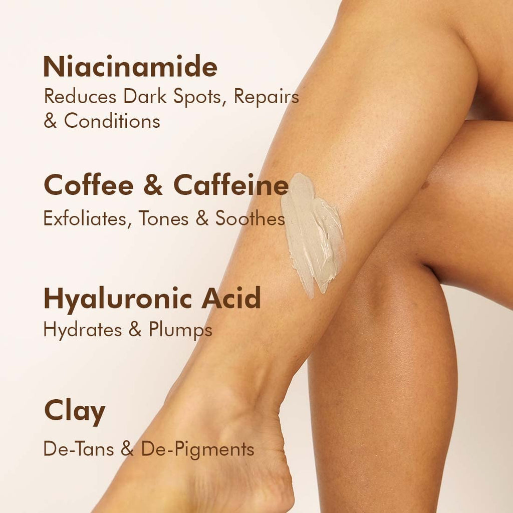 mCaffeine Coffee Body Scrub Mask with Niacinamide for Tan Removal & Depigmentation | Reduces Dark Skin Patches, Nourishes & Hydrates | De-Tan Body Mask for Women & Men | Natural & 100% Vegan