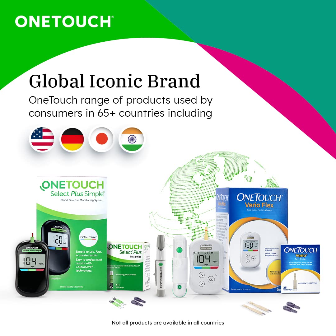 OneTouch Verio Test Strips | Pack of 50 Strips | Blood Sugar Test Machine Testing Strips | Global Iconic Brand | For use with OneTouch Verio Flex Glucometer