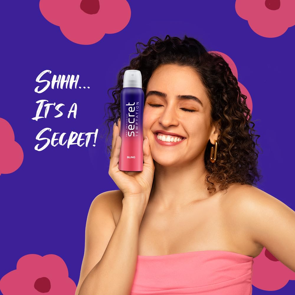Secret Temptation Bling Deodorant for Women 150ml | Spicy-Sweet Gourmand Fragrance | Black Currant & Vanilla | Long-Lasting Freshness | Ideal Womenâ€™s Party Deo