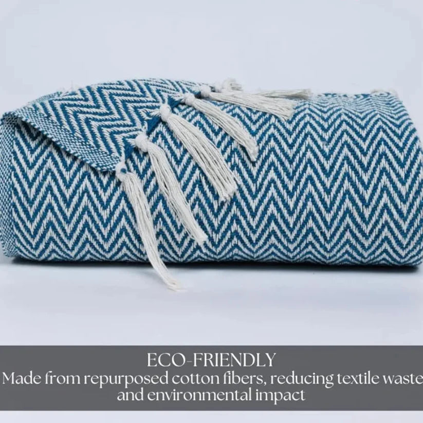 Homadorn All Season Cotton Weaved Throw Blanket Colour Teal