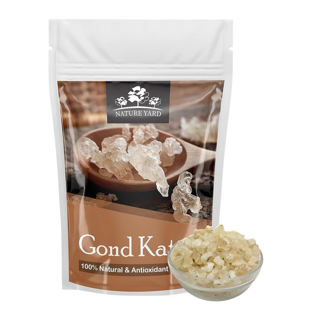NATURE YARD Gond Katira Pure Organic (almond gum) tragacanth Crystals - 100% Natural Superfood with Cooling Properties | Almond Gum | Badam Pisni | Chahar Gond (100 Gm)