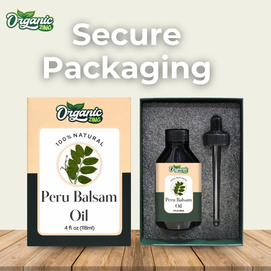 Organic Zing Peru Balsam (Myroxylon Balsamum) Oil | Essential Oil for Aroma, Diffuser, Haircare & Skincare - 118 Ml