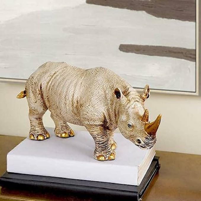 Indicast Resin 12" Inch One Horned Rhinoceros Showpiece Table Accent Collectible Figurines for Home Interior Decor