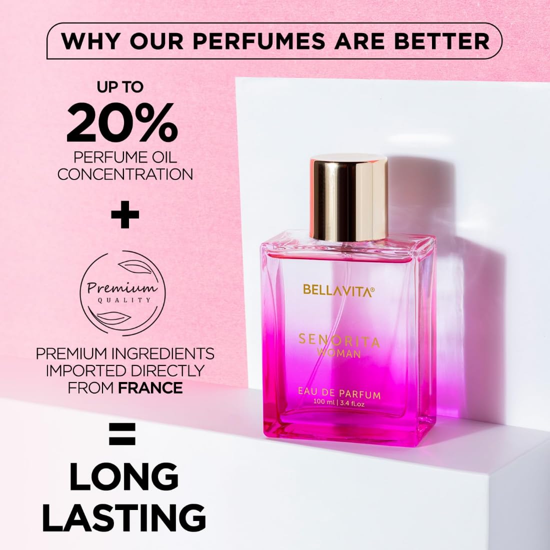 Bella Vita Luxury Women Senorita 100ml Eau De Parfum Liquid Perfume With Yuzu, Lotus, Magnolia & Musk | Fresh & Fruity Long Lasting Edp Fragrance Scent