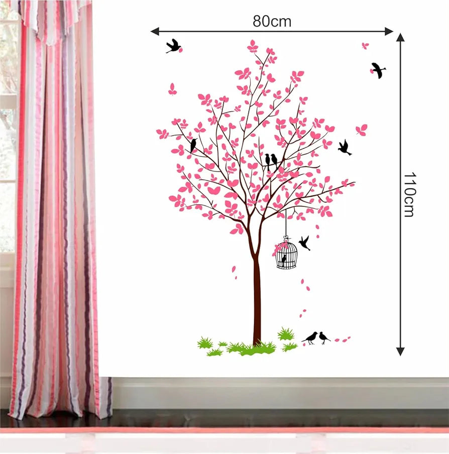 Decal O Decal PVC Vinyl Tree with Birds & Nest Botanical Wall Stickers,Self-Adhesive