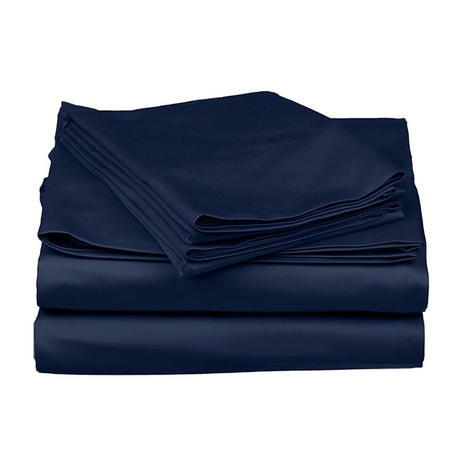 Stoa Paris Satin Bedsheets for Single Bed 300TC Premium Bedsheet with 1 Pillow Cover Colour Mystique Blue