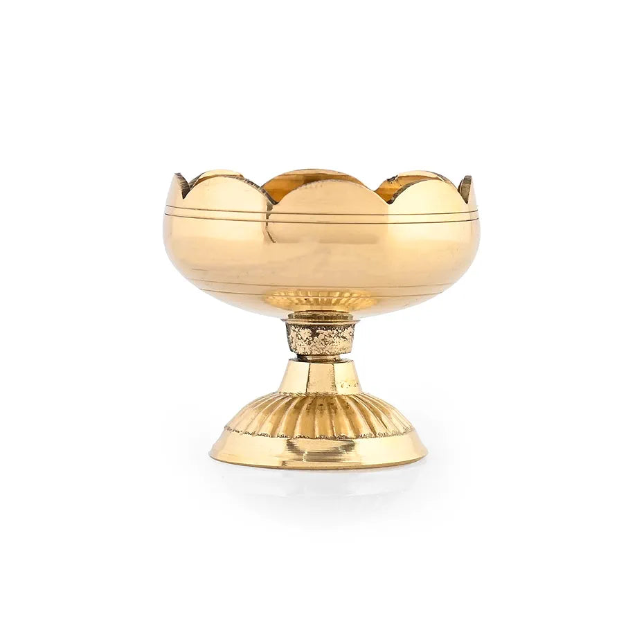 Craftvatika Brass Lotus Diya for Puja Set of 2 Lotus Flower Diya