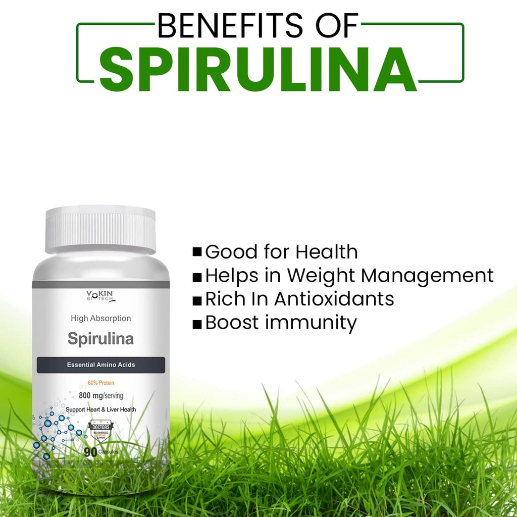 Vokin Biotech Spirulina- Support Heart Health and Liver Health -800mg (90 Capsules)