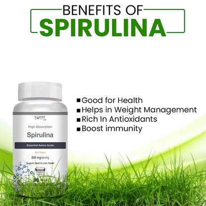 Vokin Biotech Spirulina- Support Heart Health and Liver Health -800mg