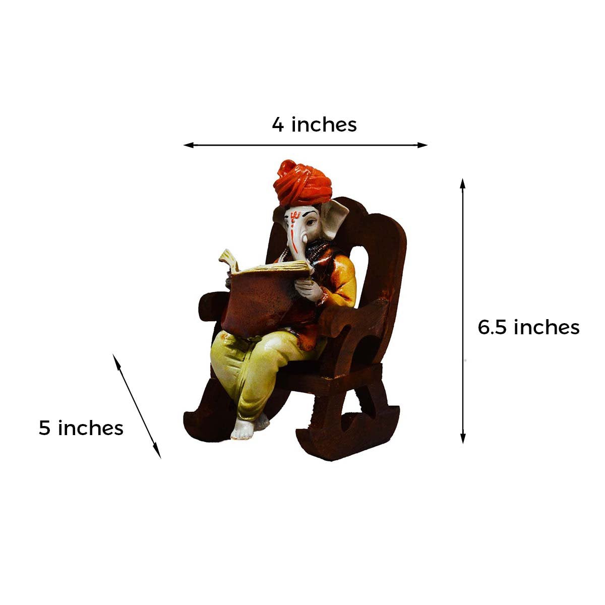 Ecraftindia Lord Ganesha Reading Book on Wooden Chair