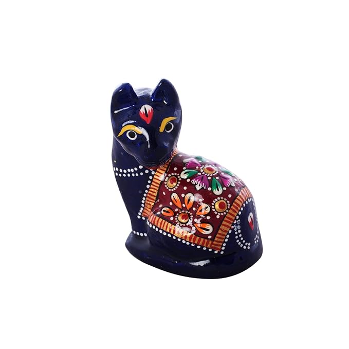 Ecraftindia Meenakari Colorful Cat Figurine