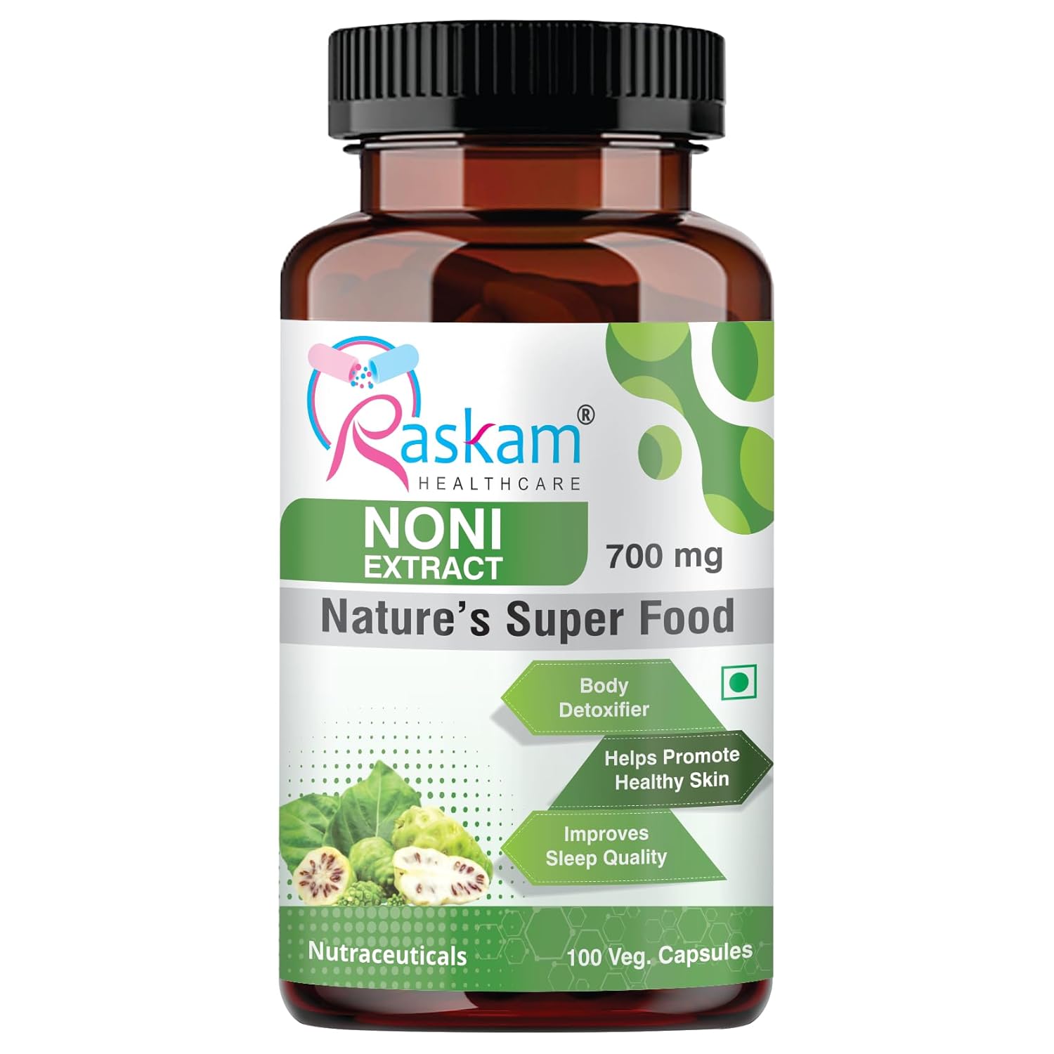 Noni Extract 700mg-100 Veg Capsules | Body Detoxifier| Healthy Skin| Healthy Cholesterol