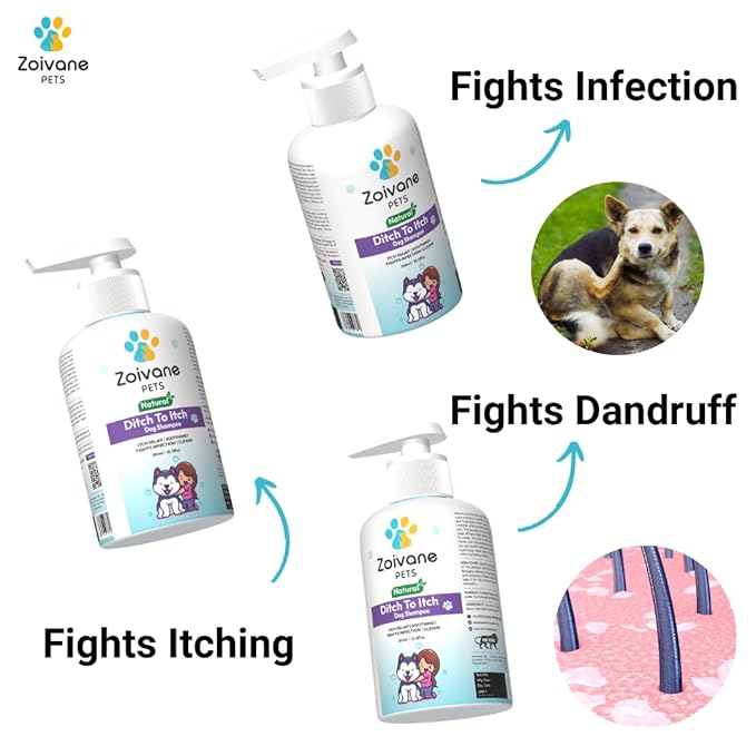 Zoivane Dog Shampoo | Ditch to Itch & Dog Anti Dandruff Shampoo | 300 Ml