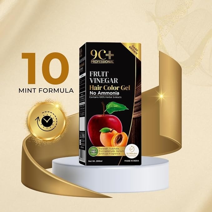 Corlin 9C+ Professional Fruit Vinegar Hair Color Gel Dark Brown - 200 ml