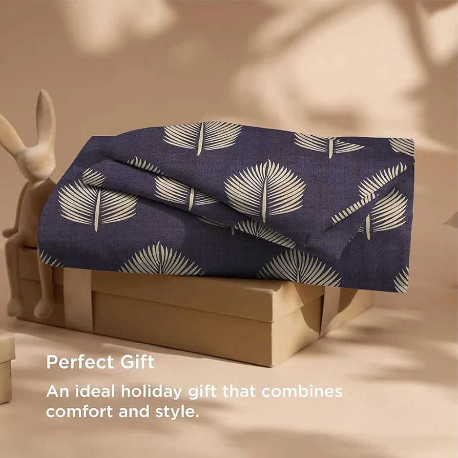 HomeKart Leaves 180 Tc Ultra Super Soft Cotton Feel Microfiber Double Bedsheet with Two Pillow Covers for Your Bedroom Violet