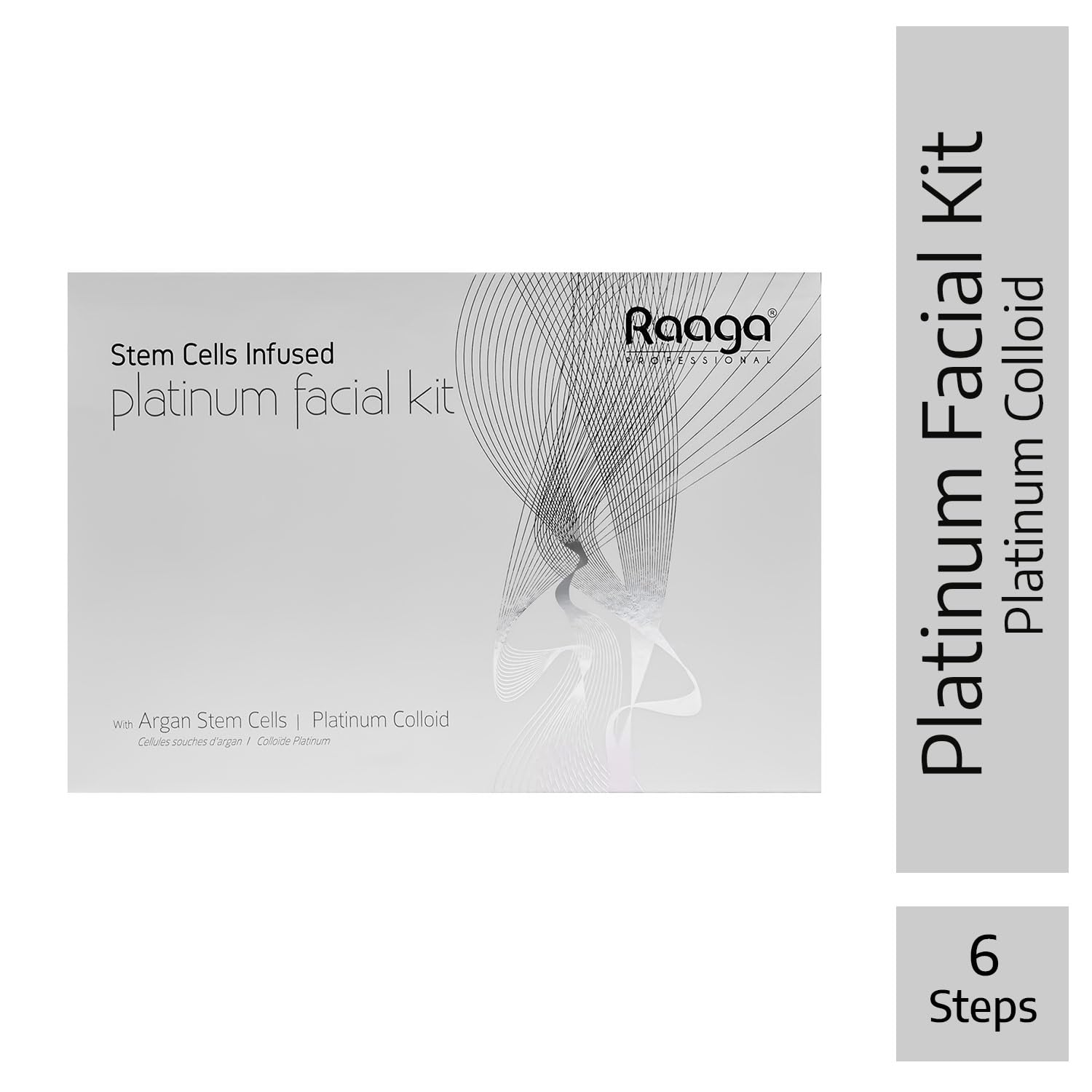 Raaga Professional Stem Cells Infused Platinum 6 Step Facial Kit | Platinum Colloid, Argan Stem Cells | Restores Skin's Moisture | All Skin Types (61 gm)