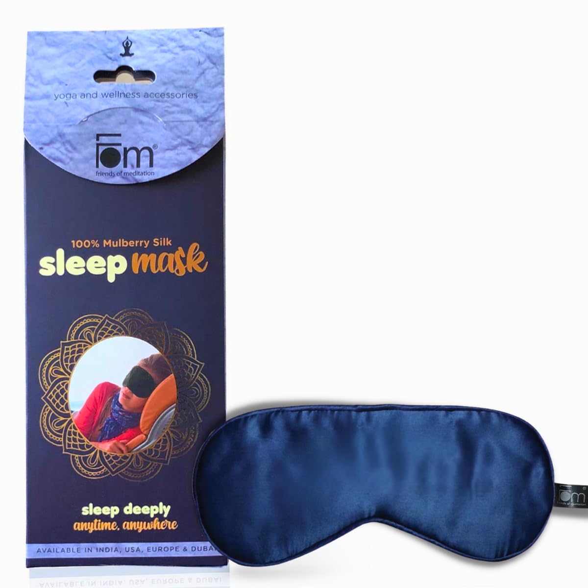 Friends of Meditation Â® 100% Mulberry Silk, Super Smooth Sleep Mask And Blind Fold (Navy Blue)