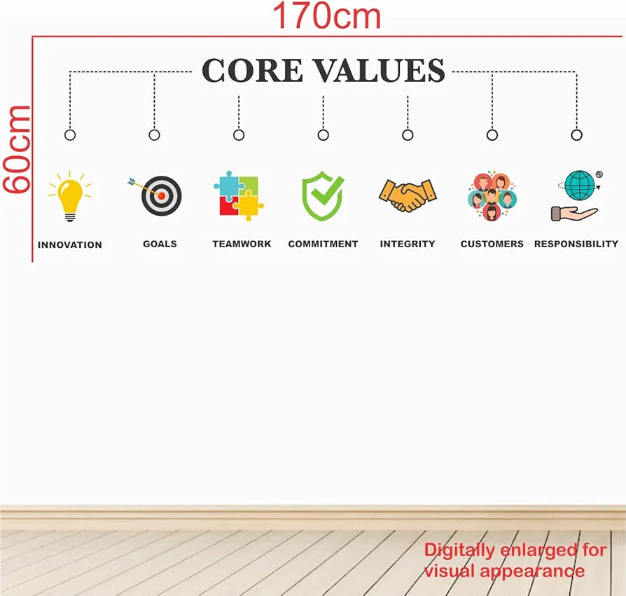 StickMe Core Values Office Inspirational Motivational Quotes Wall Sticker SM740 Self-Adhesive 170cm X 60 cm