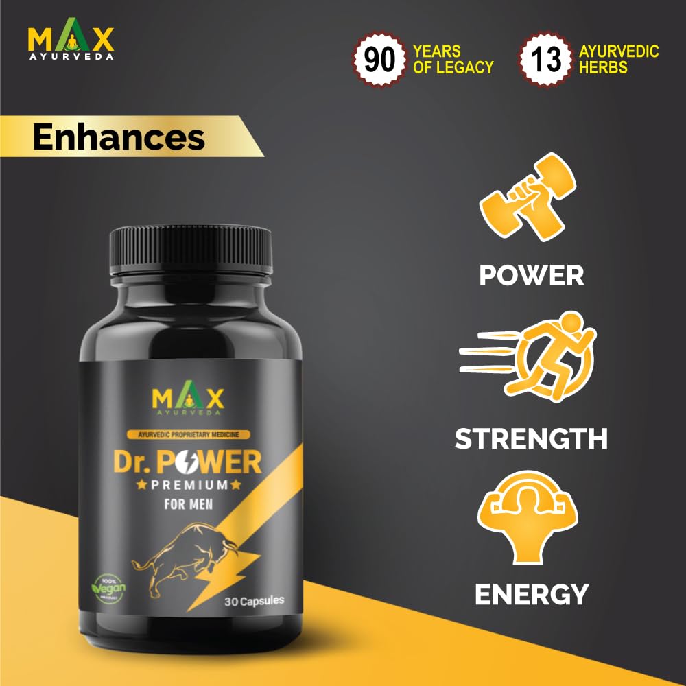 Max Ayurveda Dr Power Premium Capsules For Men - (30 Capsules) Stamina, Strength and Vitality Booster