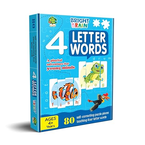 The Book Tree Bright Brain 4 Letter Words Puzzle Learn to Spell 20 Four Letter Words 80 Pieces