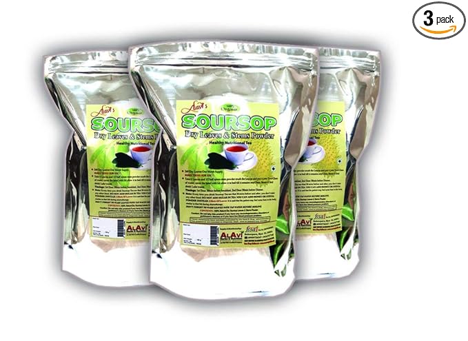 Alavi's Soursop / Graviola 240 Dry Leaves with Stems Powder - 130 gms - Pack of 3
