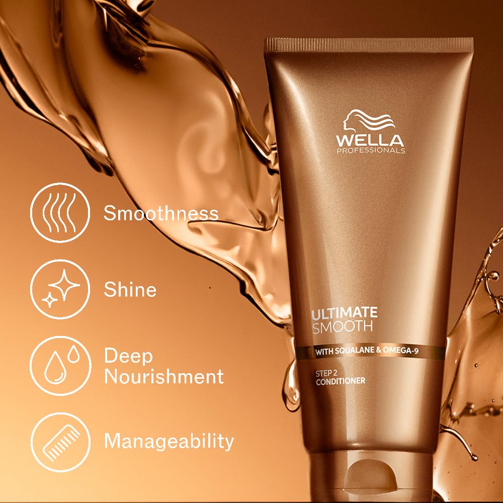 Wella Professionals Ultimate Smooth Conditioner with Squalane and Omega-9 for dry, dull, & frizzy hair | 200ml